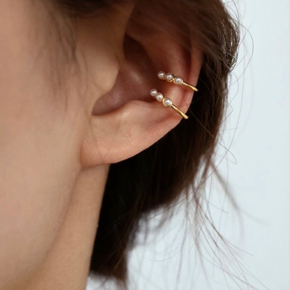 2 Pcs Pearl Decor Ear Cuff